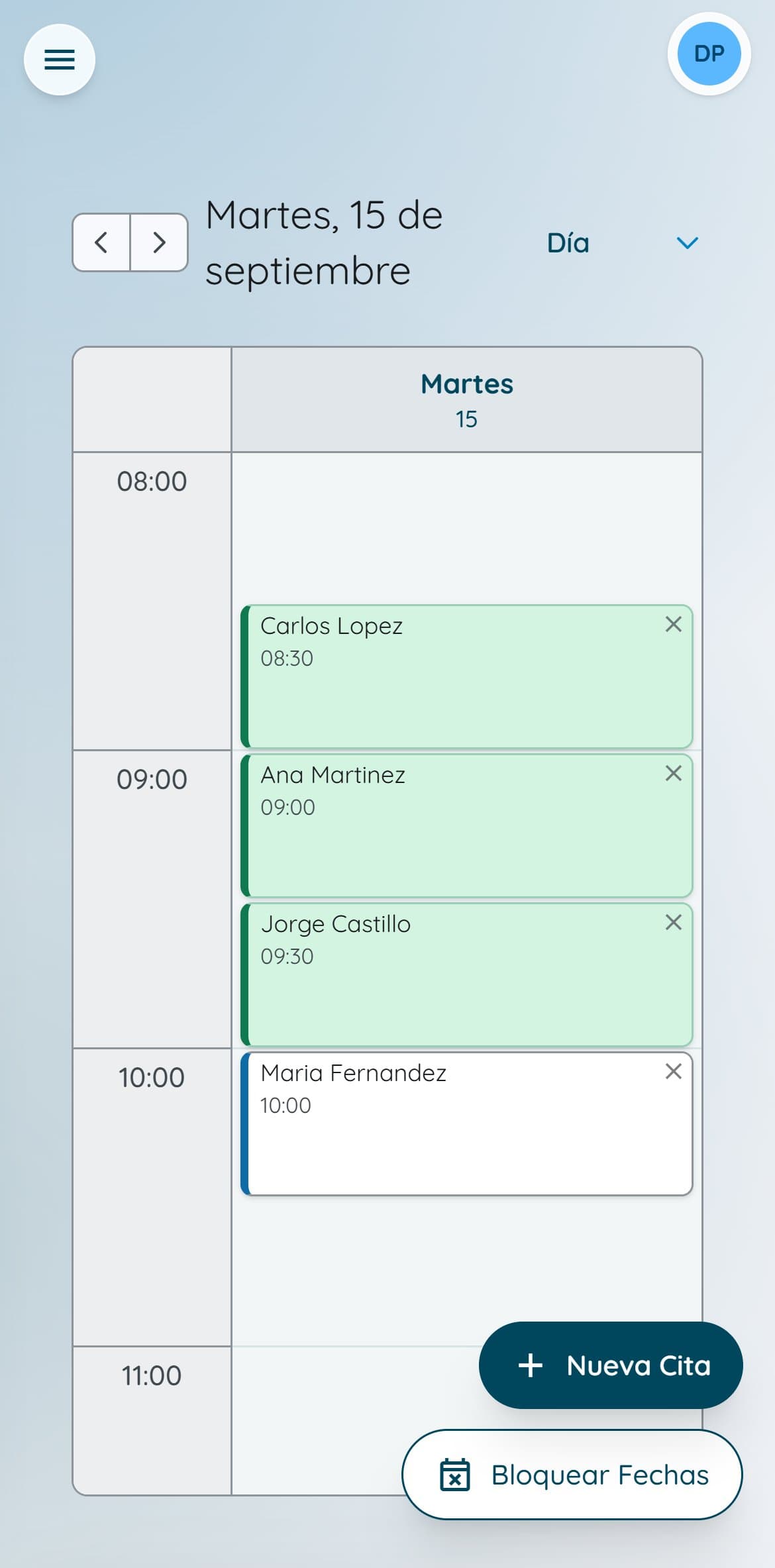 Agenda en el teléfono
